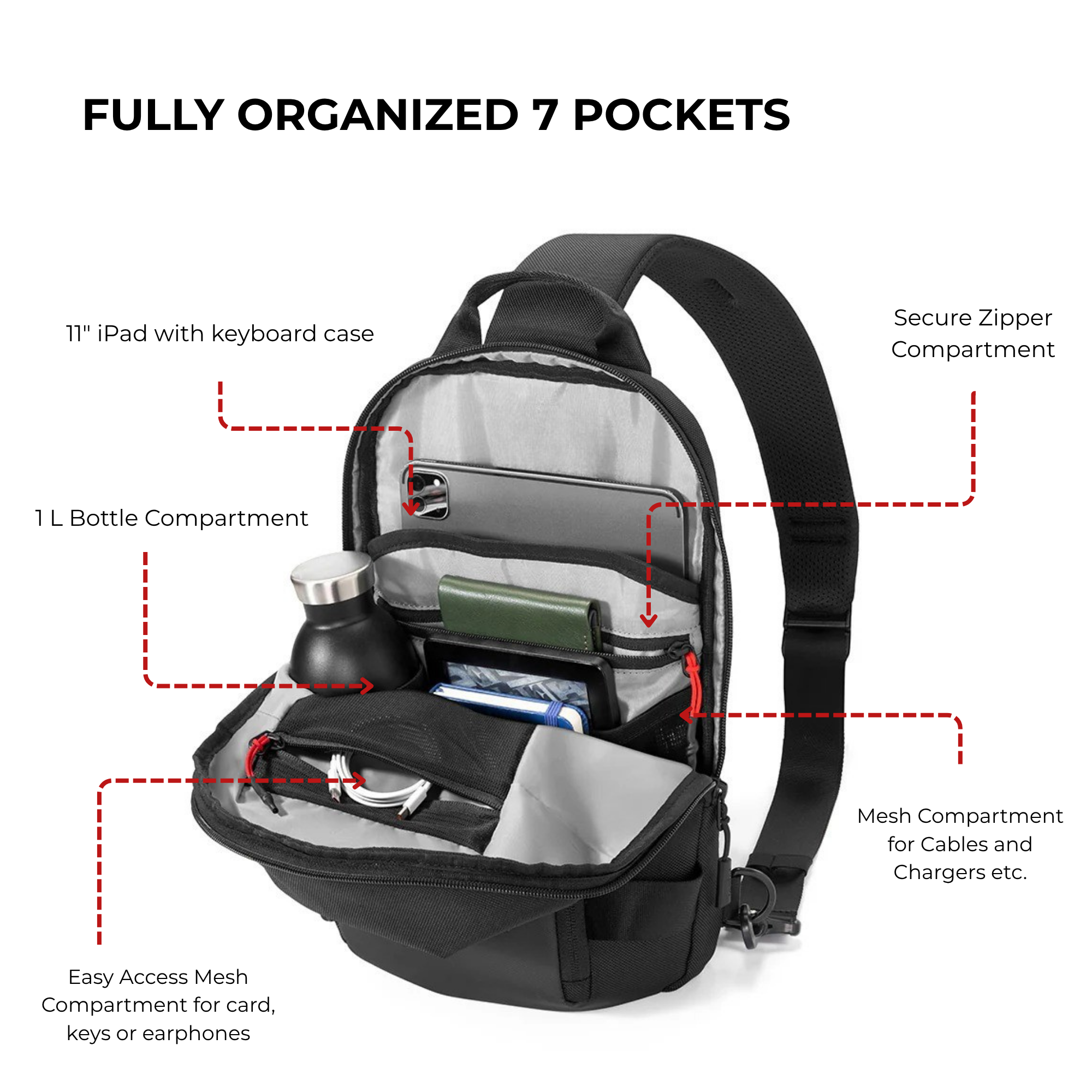 Easify Sling Bag MAX - 5L (11 Inch) - Black