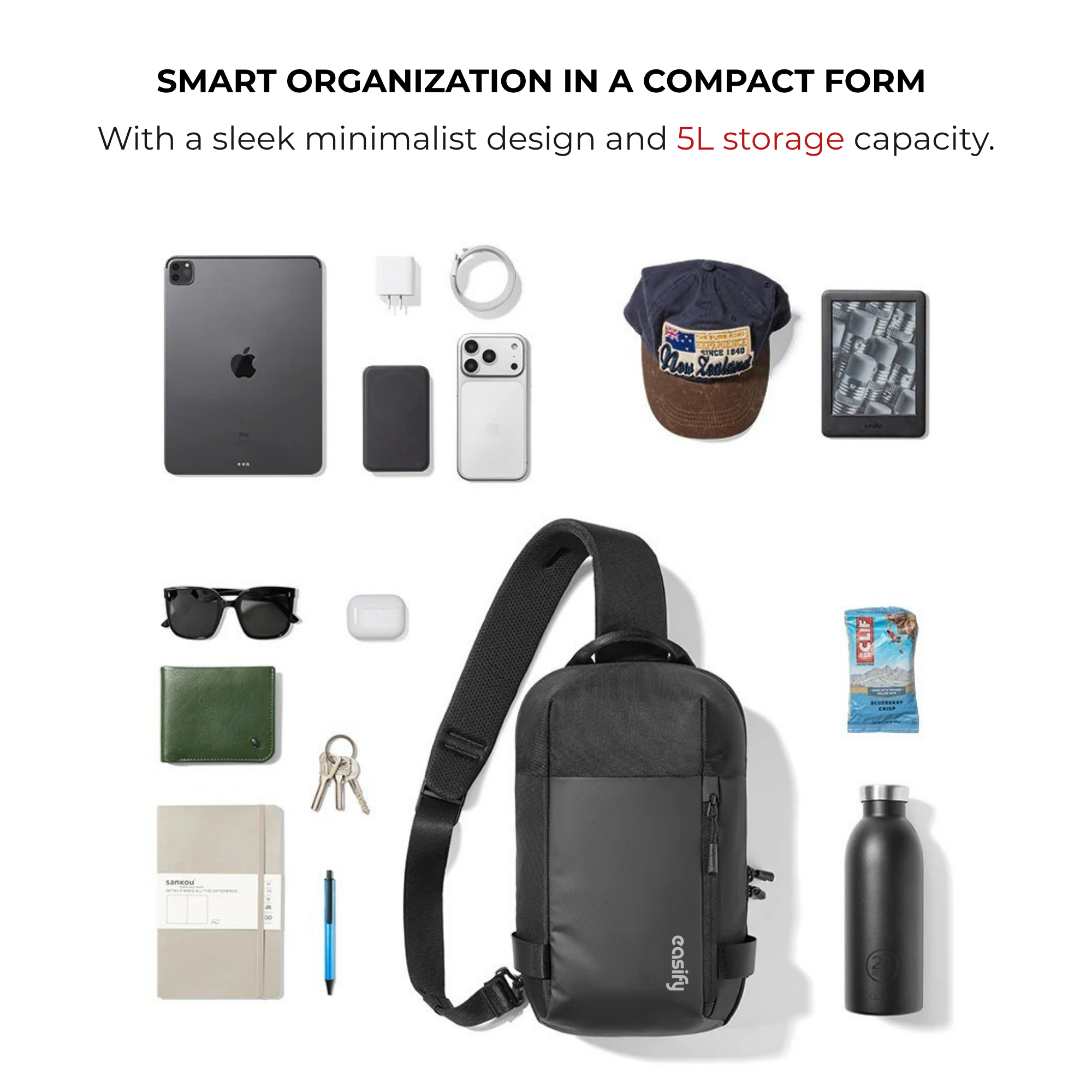 Easify Sling Bag MAX - 5L (11 Inch) - Black