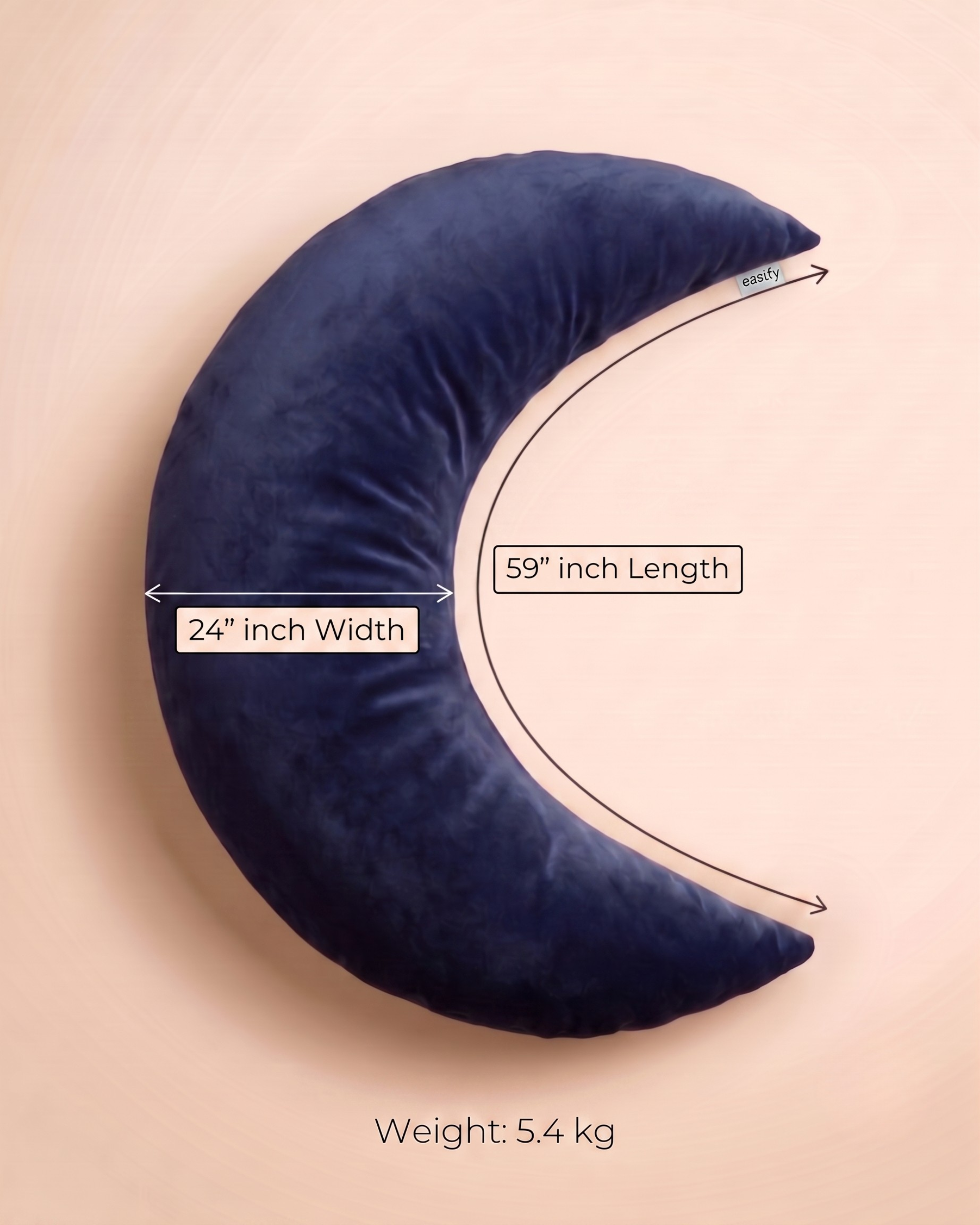 Easify Moonpillow dimensions 59 inch length 24 inch width